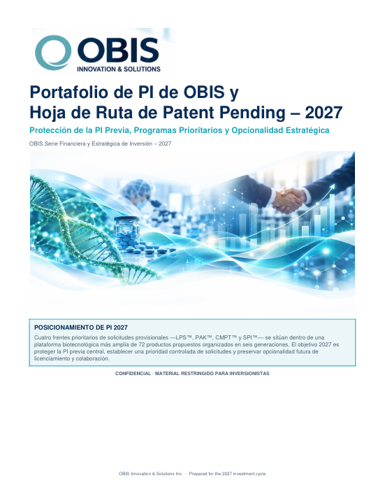 Portada: Portafolio de propiedad intelectual y hoja de ruta de patentes